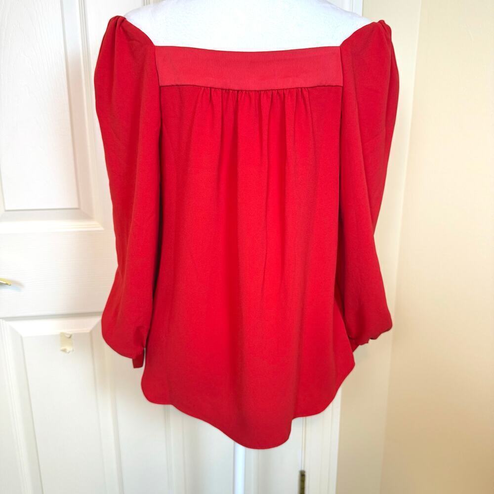 Trina Turk Chihiro Top Size Small Flowy Red Crepe Bold Colorful - Picture 2 of 8